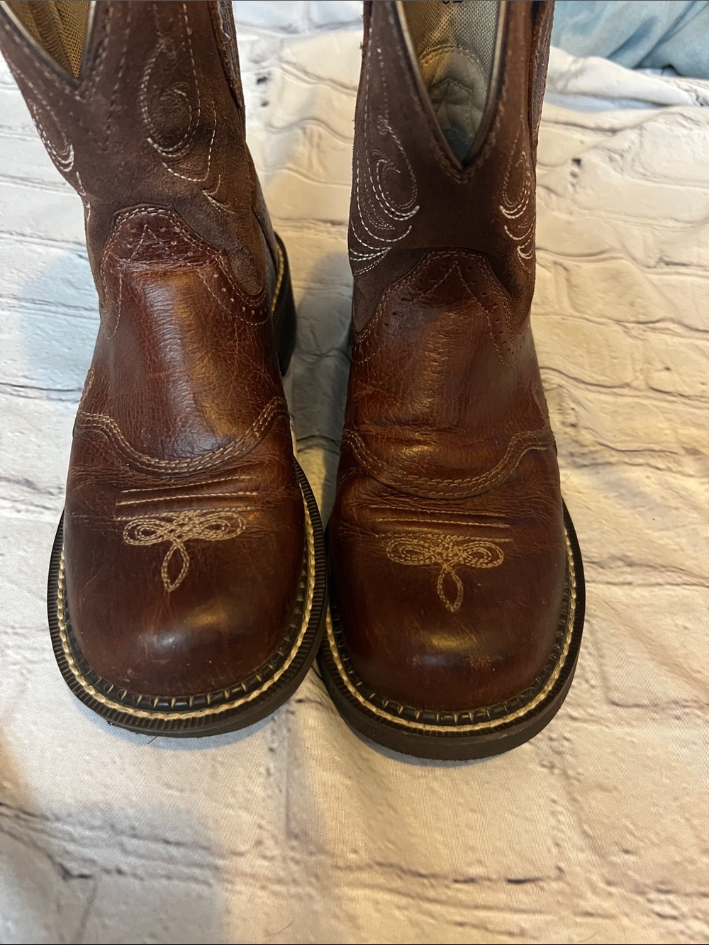 Ariat Cowboy Size 8 Brown Leather Western Cowboy Boots | Square Toe | EUC - Picture 7 of 7